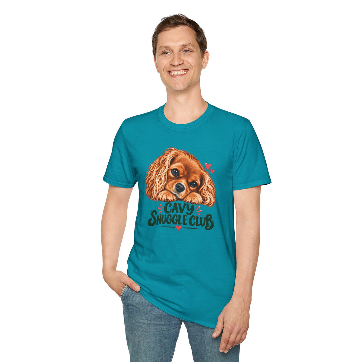 Cavy Snuggle Club ruby Cavalier King Charles Spaniel T-shirt in tropical blue