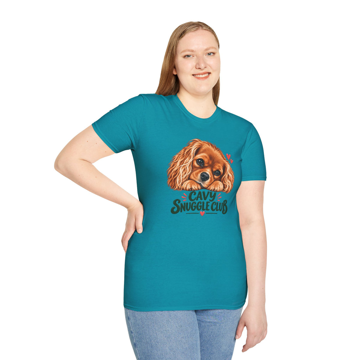 Cavy Snuggle Club ruby Cavalier King Charles Spaniel T-shirt in tropical blue