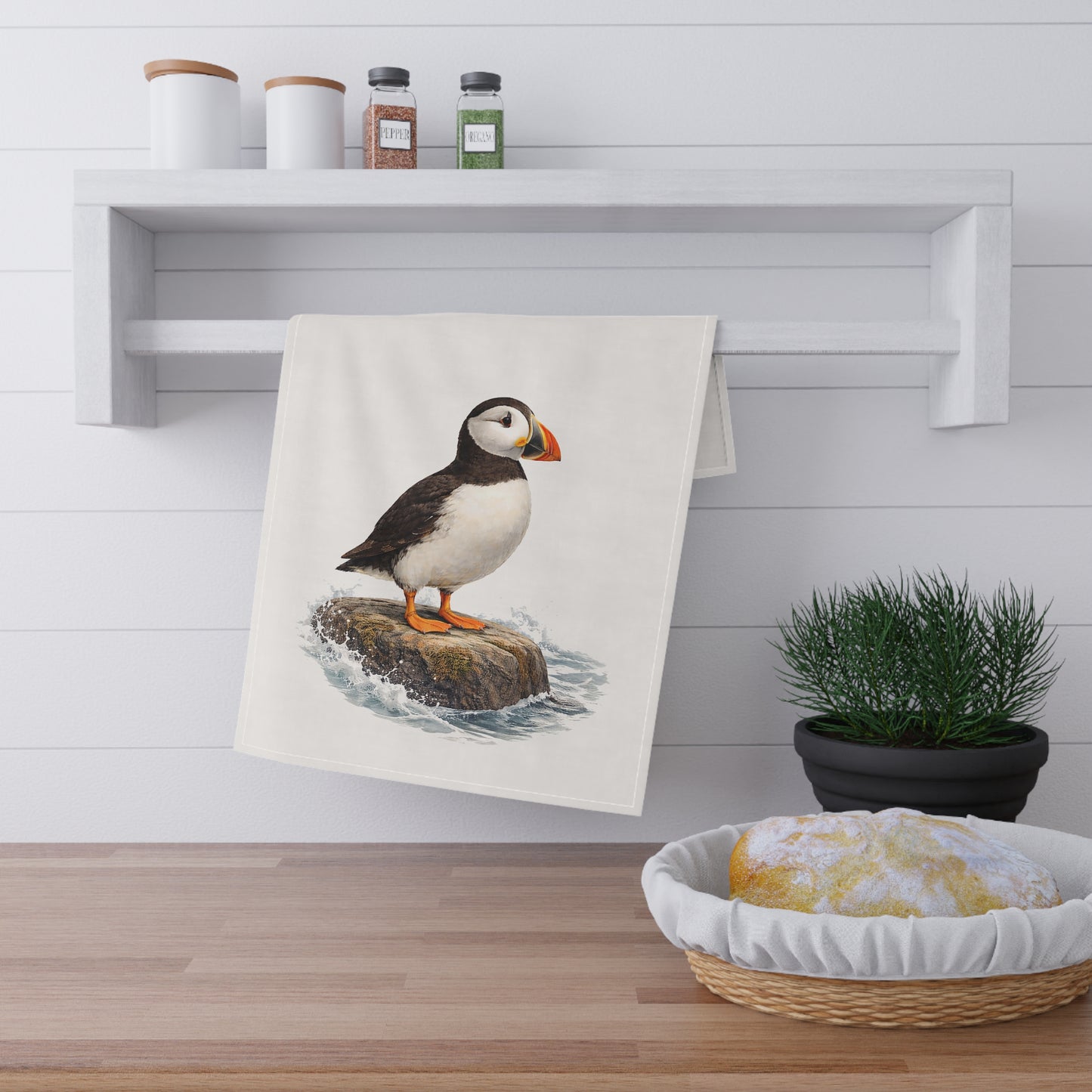 Coastal Puffin Tea Towel
