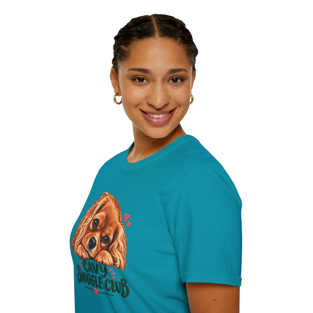Cavy Snuggle Club ruby Cavalier King Charles Spaniel T-shirt in tropical blue