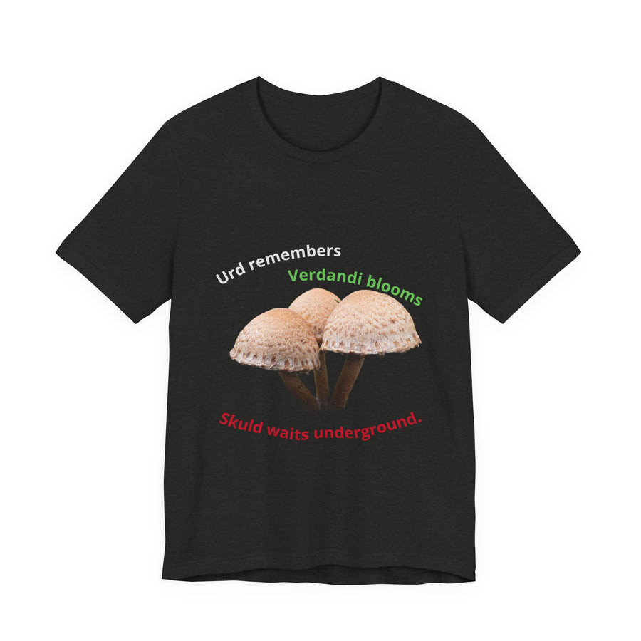 Urd, Verdandi, Skuld: The Norns – Senthyr Mushroom Tee (Black Heather)