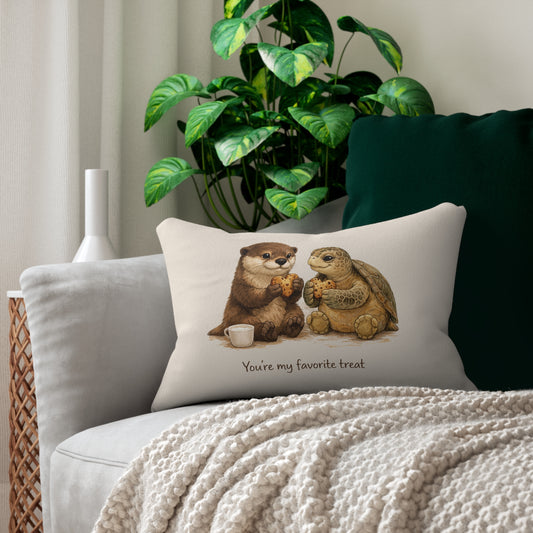 "You're My Favorite Treat" Otter and Turtle Lumbar Pillow