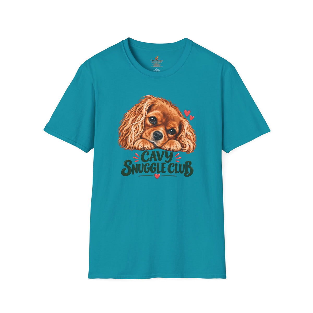 Cavy Snuggle Club ruby Cavalier King Charles Spaniel T-shirt in tropical blue