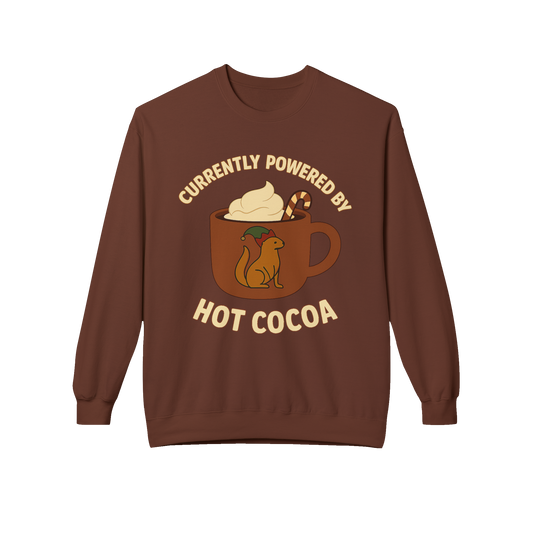 Currently Powered by Hot Cocoa - Cozy Crewneck Sweatshirt