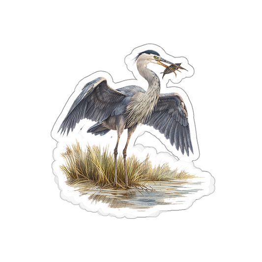 Val the Heron, Matte Vinyl Die-Cut Sticker
