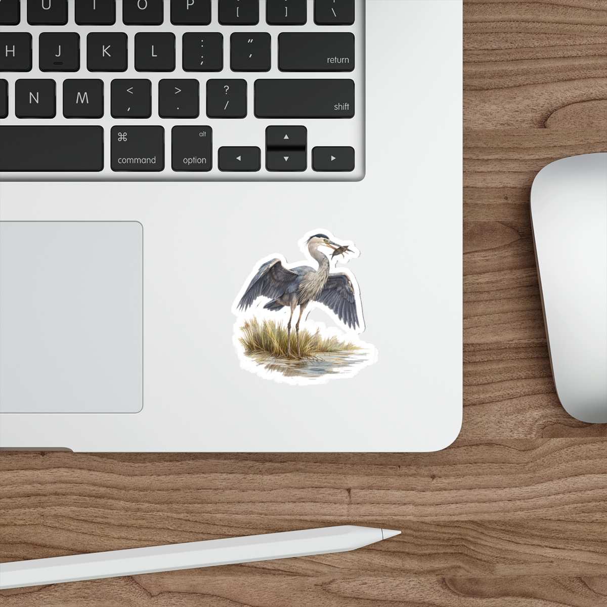 Val the Heron, Matte Vinyl Die-Cut Sticker