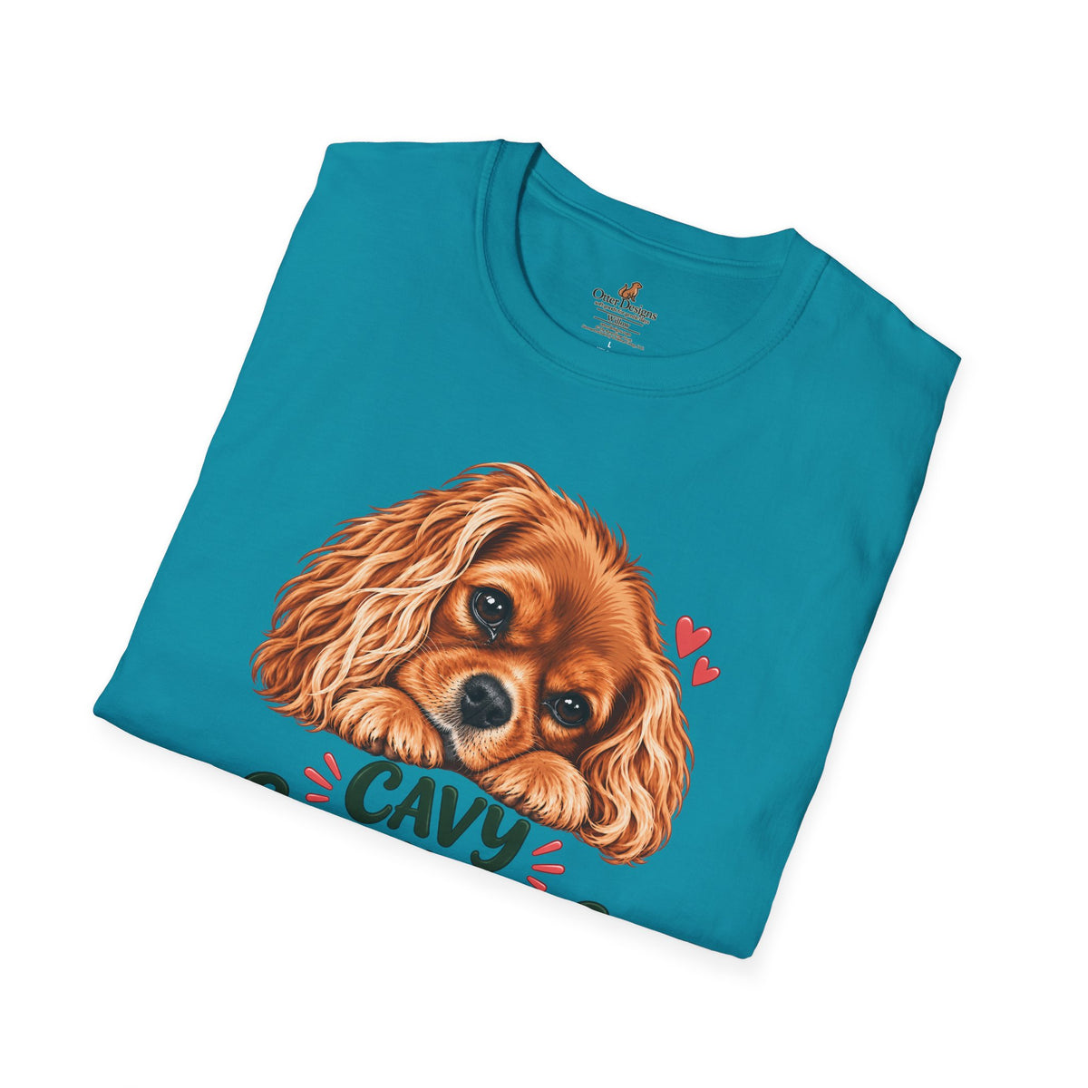 Cavy Snuggle Club ruby Cavalier King Charles Spaniel T-shirt in tropical blue