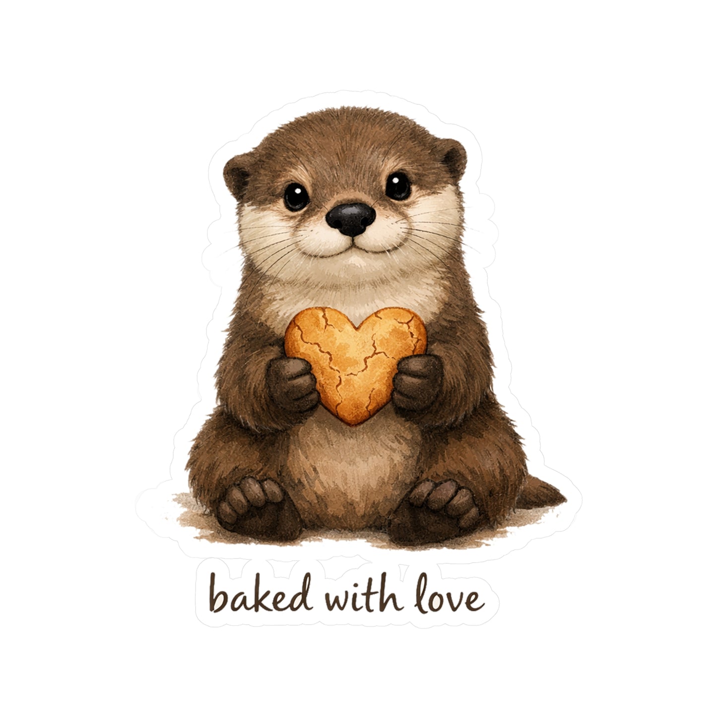 Baked with Love Otter Vinyl Kiss-Cut Sticker